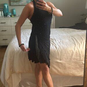 Black Halter Draped Latin/ Rhythm Competition Dress Small/ Med